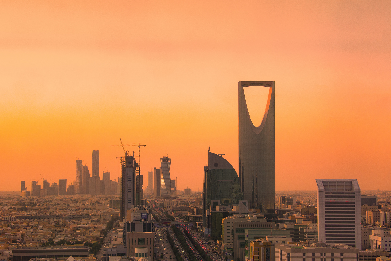 North Riyadh and Kingdom Tower at sunset